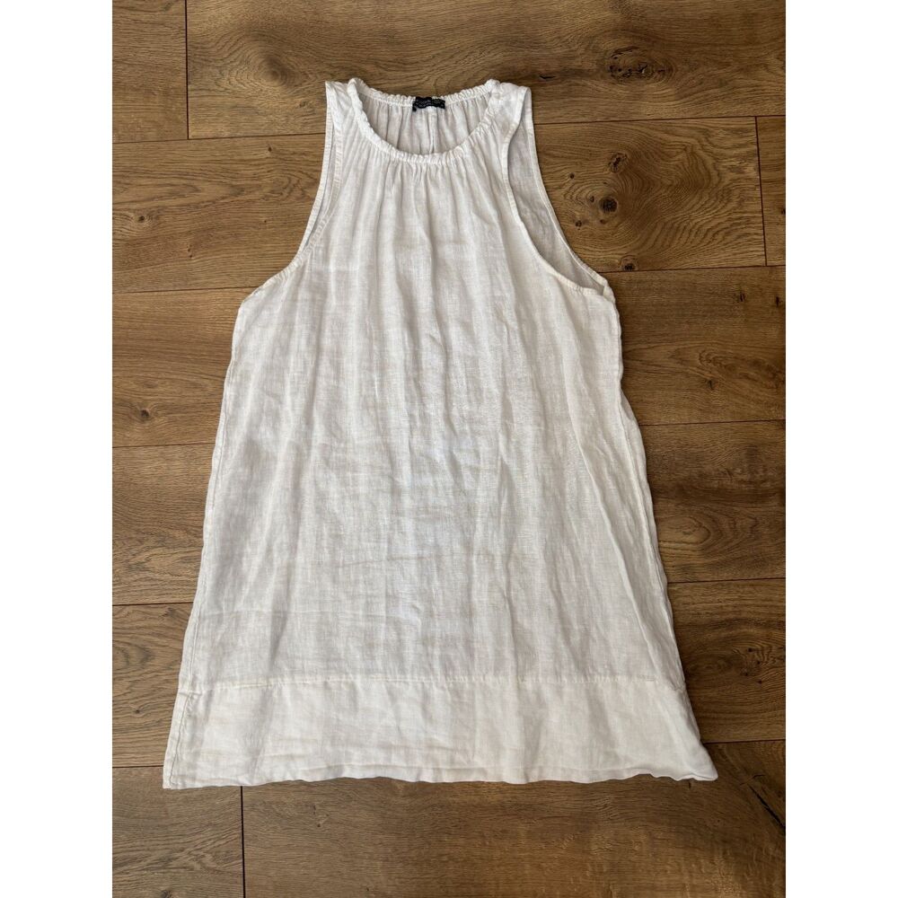 FRANCESCA BETTINI S white Italy dress cottagecore linen resortwear mini short